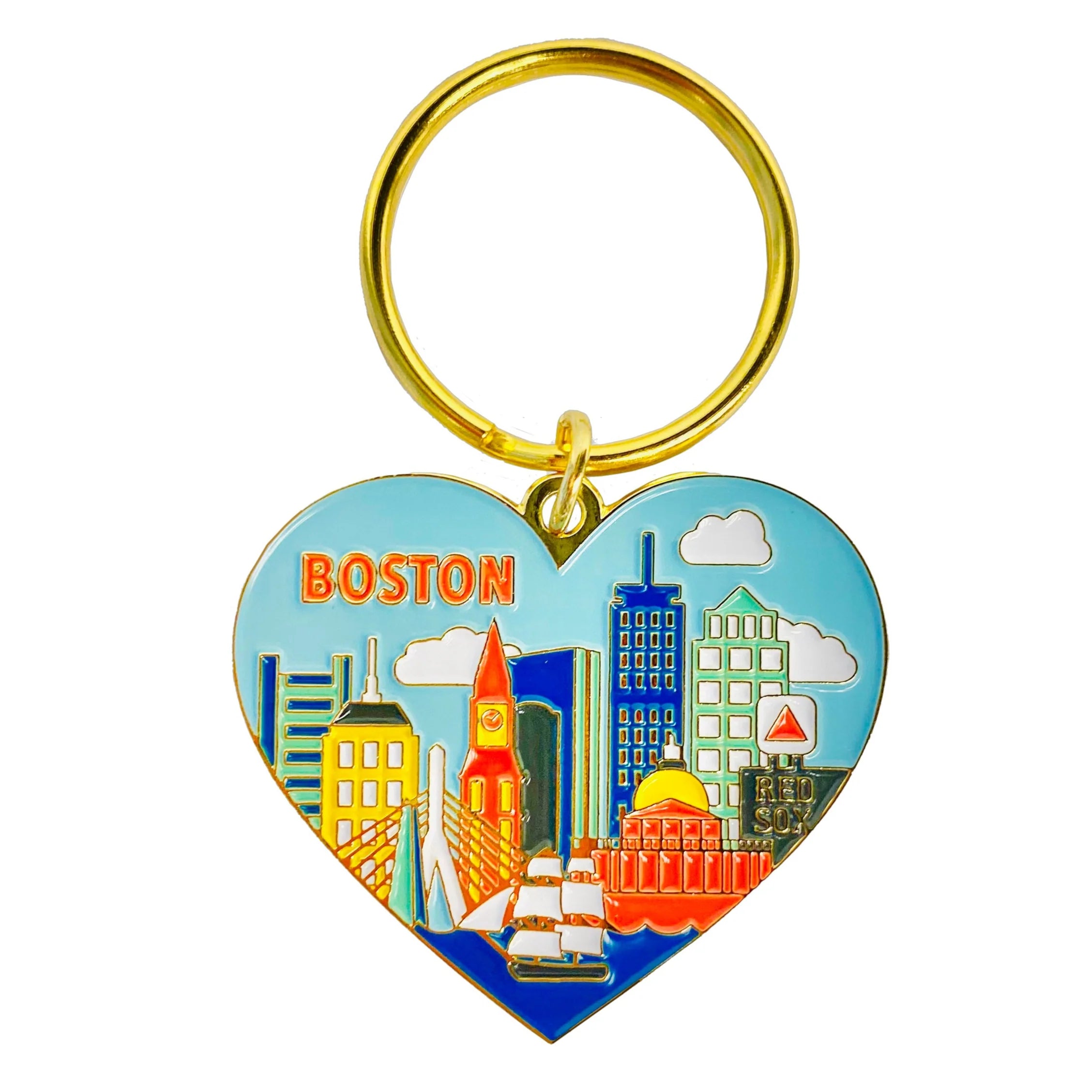 Keychain - Boston Skyline Heart