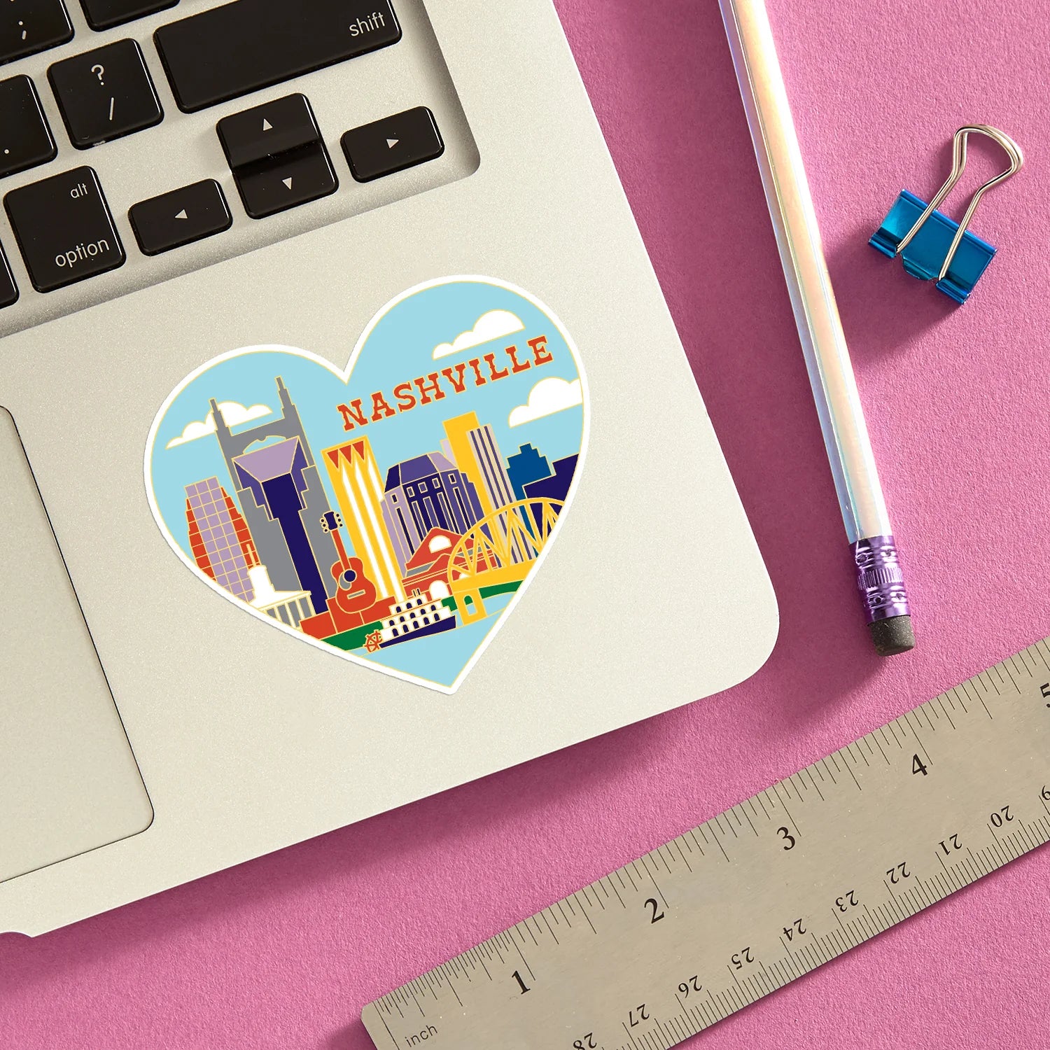 Die Cut Sticker - Nashville Skyline Heart