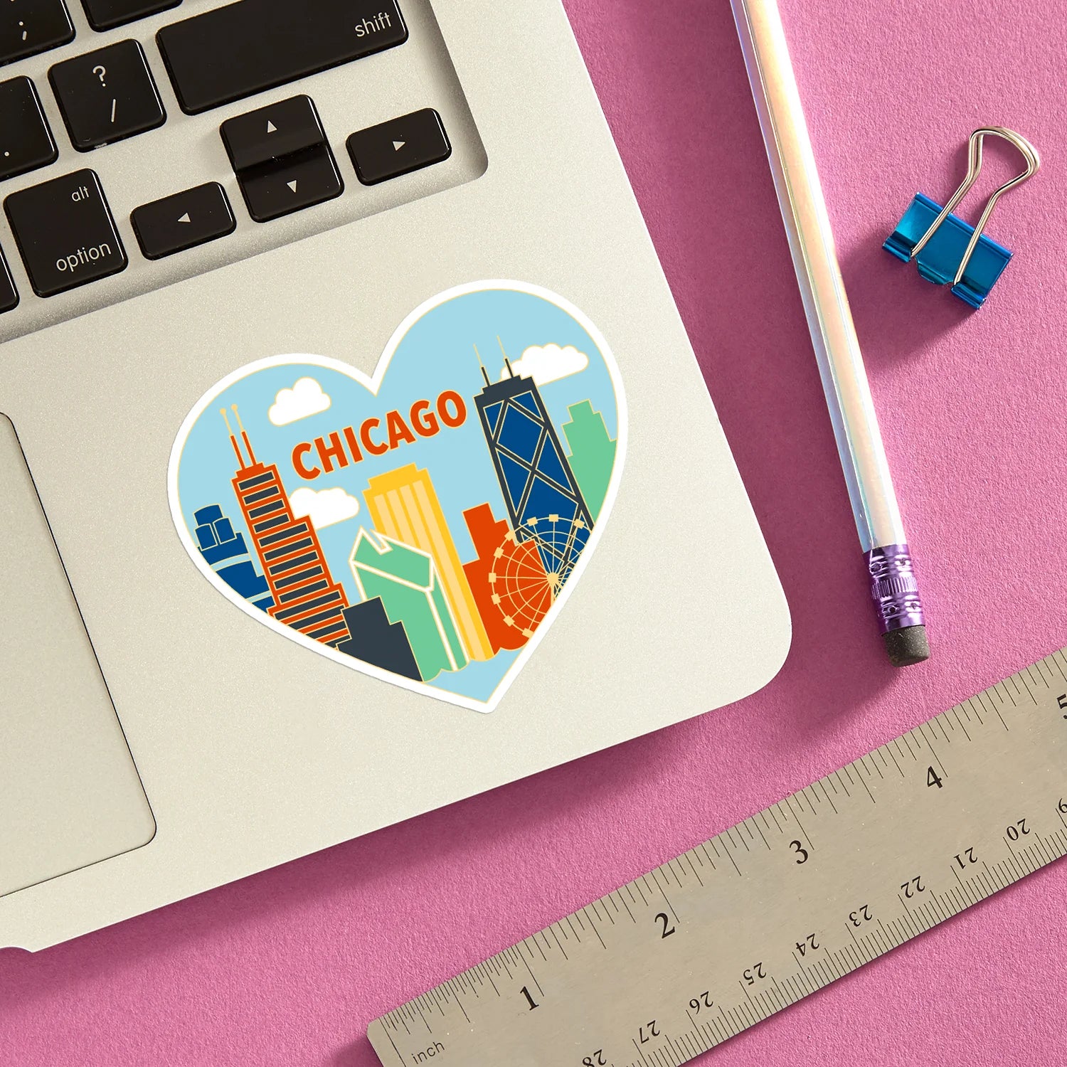 Die Cut Sticker - Chicago Skyline Heart