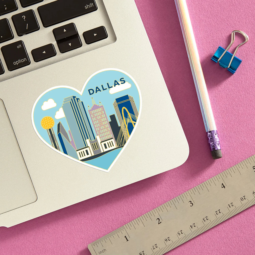 Die Cut Sticker - Dallas Texas Skyline Heart