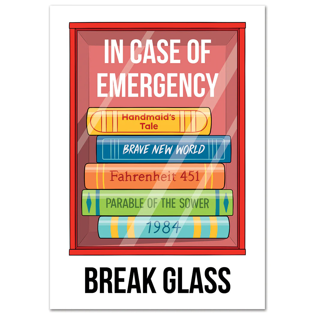 Postcard - Books In Case of Emergency Break Glass
