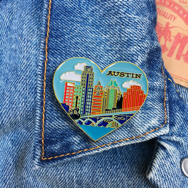 Pin - Austin Texas Skyline Heart