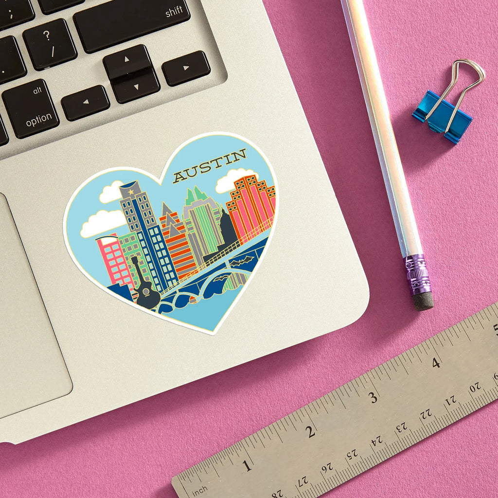Die Cut Sticker - Austin Texas Skyline Heart