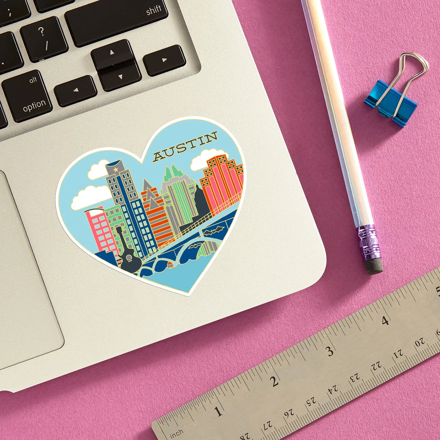Die Cut Sticker - Austin Texas Skyline Heart