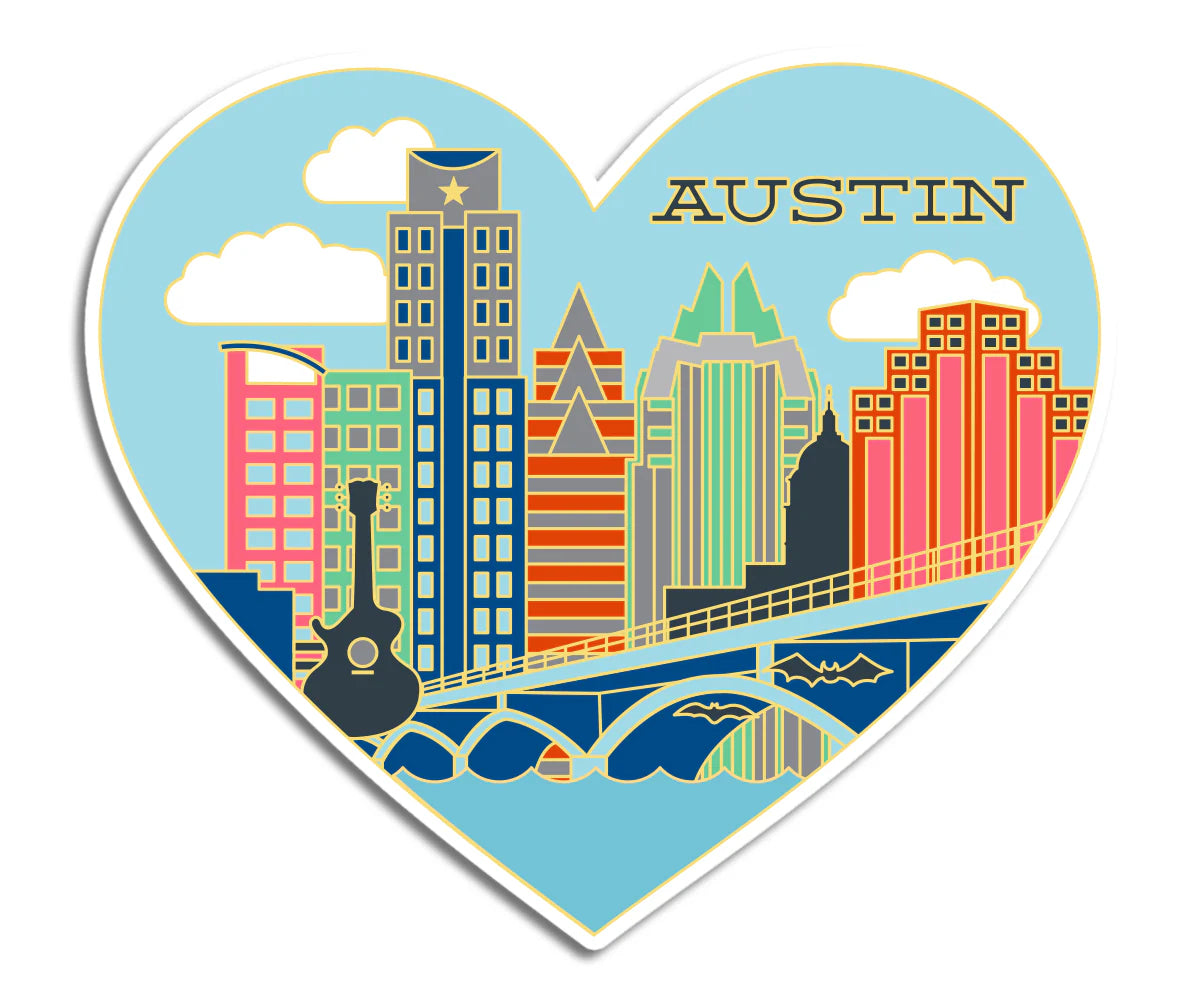 Die Cut Sticker - Austin Texas Skyline Heart