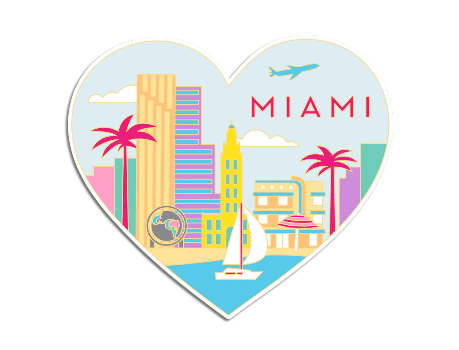 Die Cut Sticker - Miami Skyline Heart