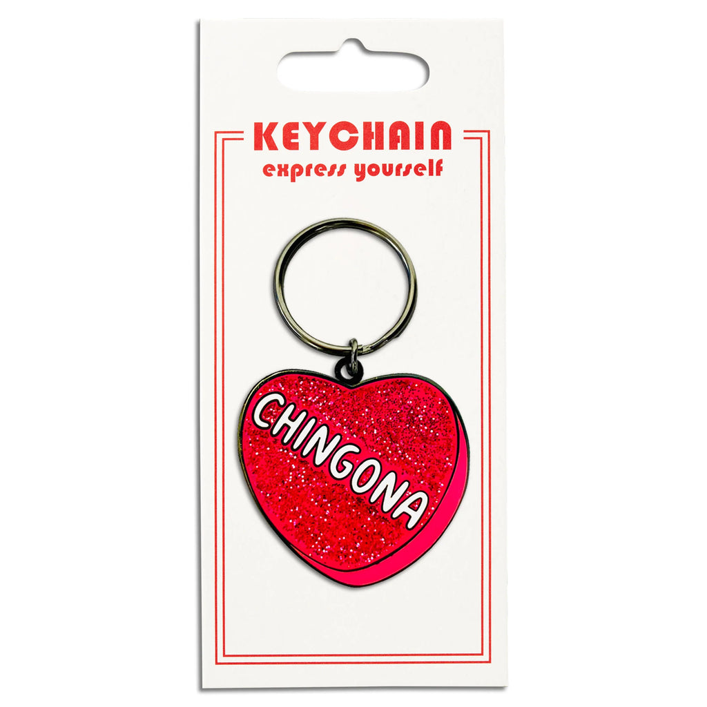 Keychain - Chingona Glitter Heart