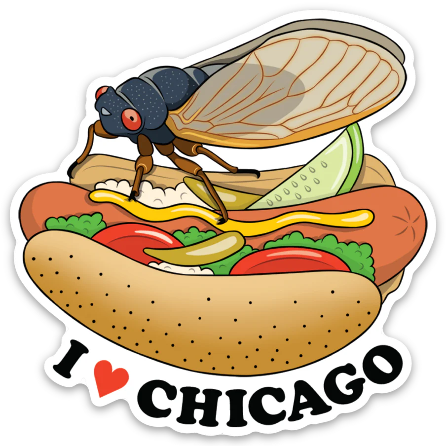 Die Cut Sticker - Cicada Chicago Hot Dog