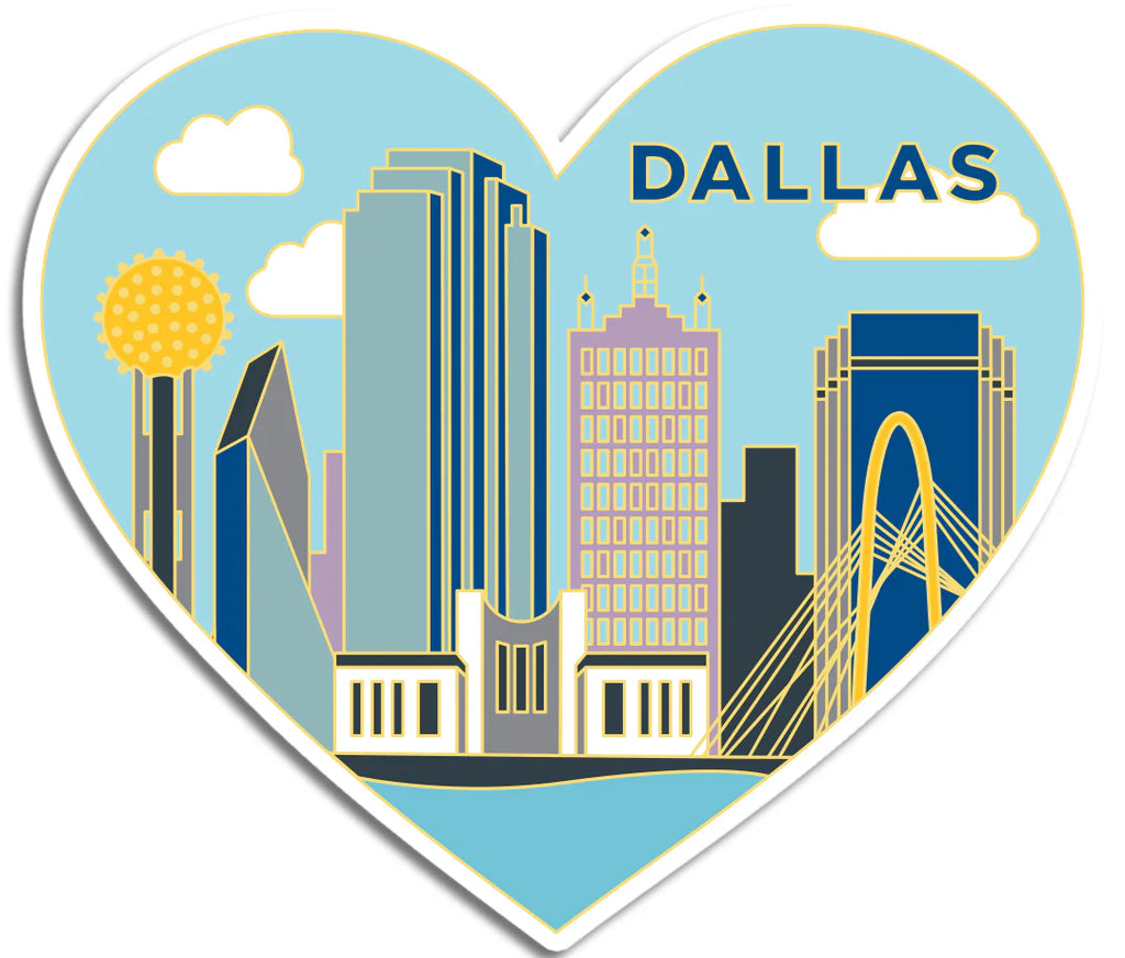 Die Cut Sticker - Dallas Texas Skyline Heart