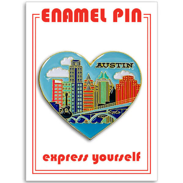 Pin - Austin Texas Skyline Heart
