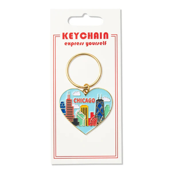 Keychain - Chicago Skyline Heart