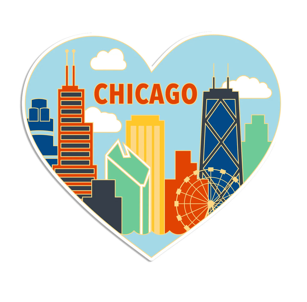 Die Cut Sticker - Chicago Skyline Heart
