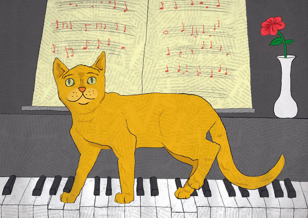 Tabby on Piano