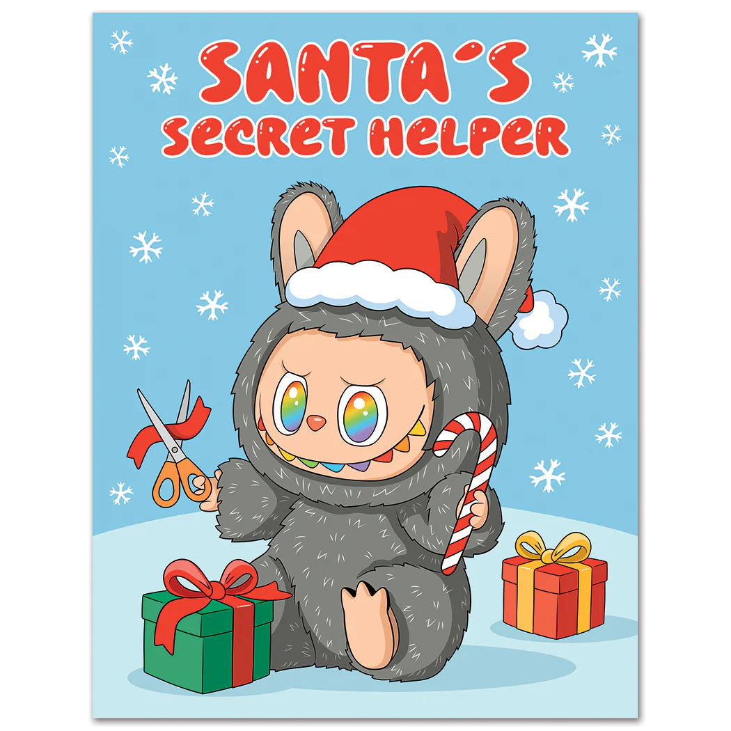 Labubu Santa's Secret Helper Holiday Christmas Card