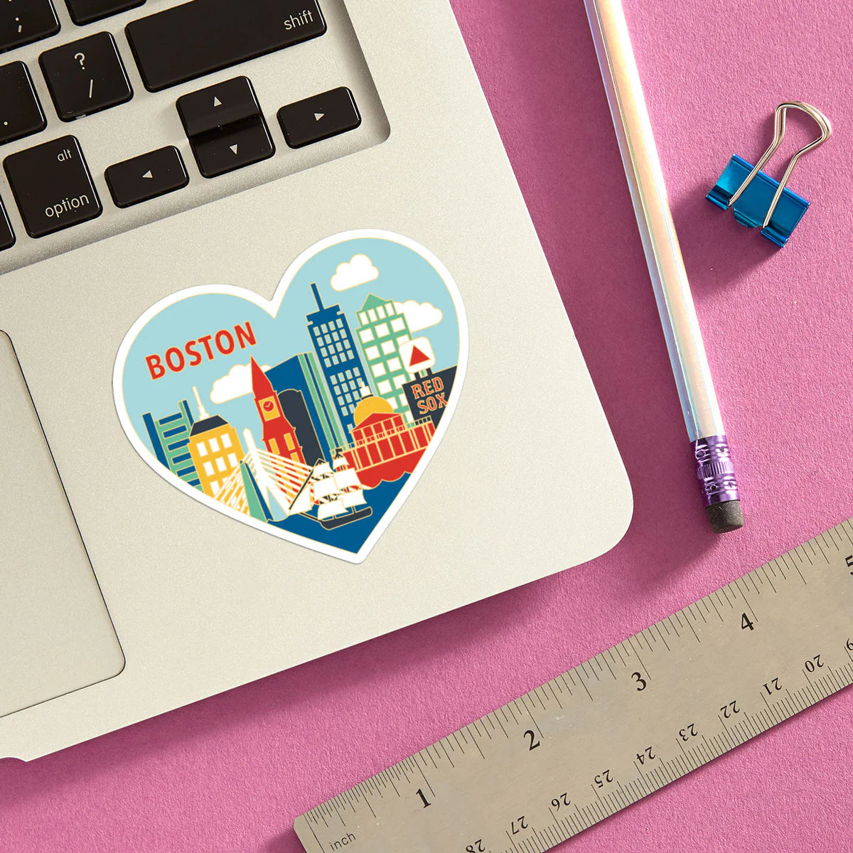 Die Cut Sticker - Boston Skyline Heart