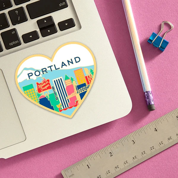 Die Cut Sticker - Portland Skyline Heart