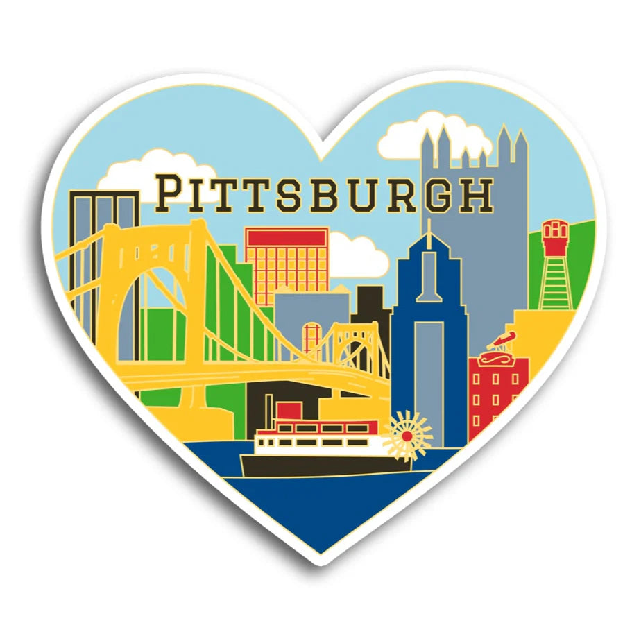 Die Cut Sticker - Pittsburgh Skyline Heart