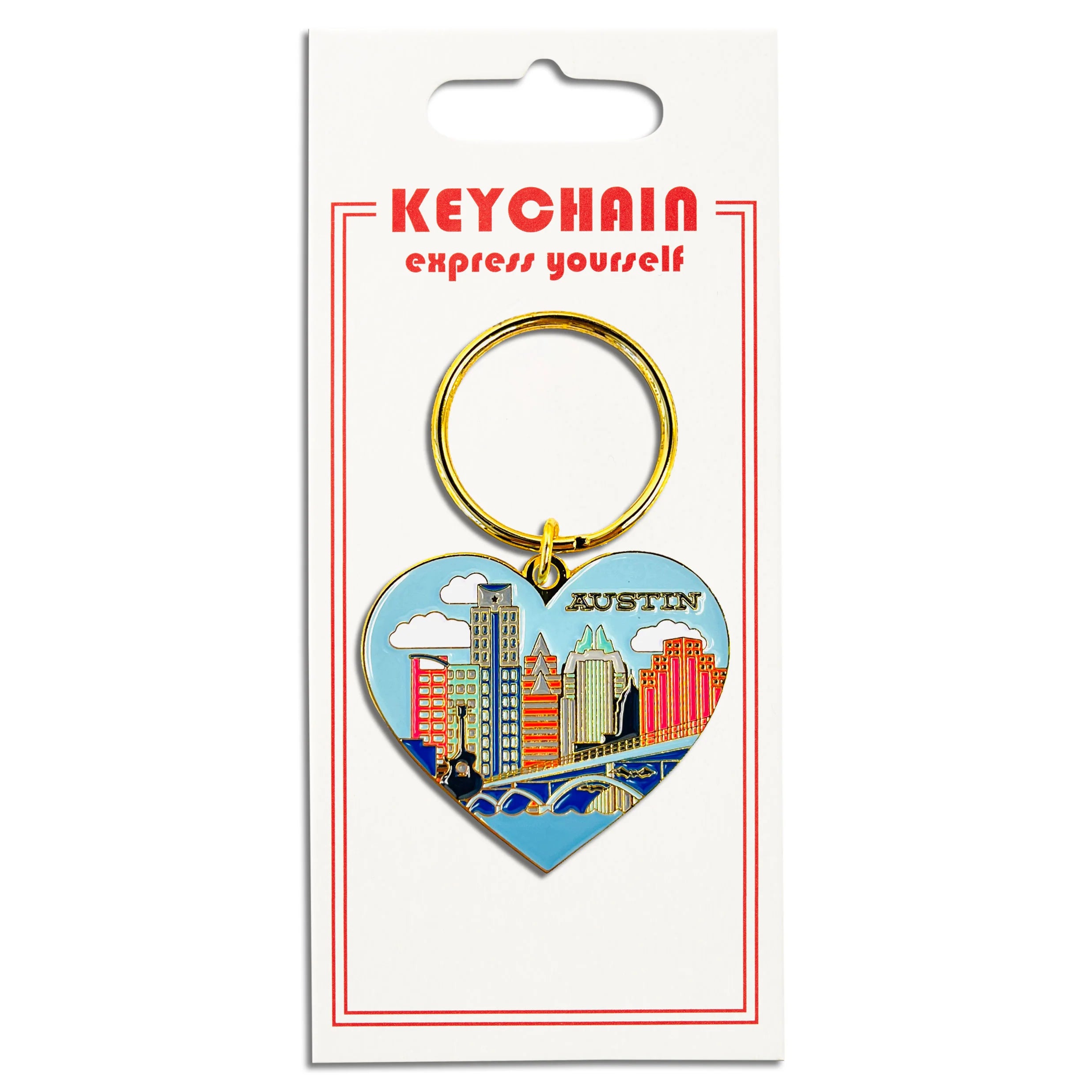 Keychain - Austin Texas Skyline Heart