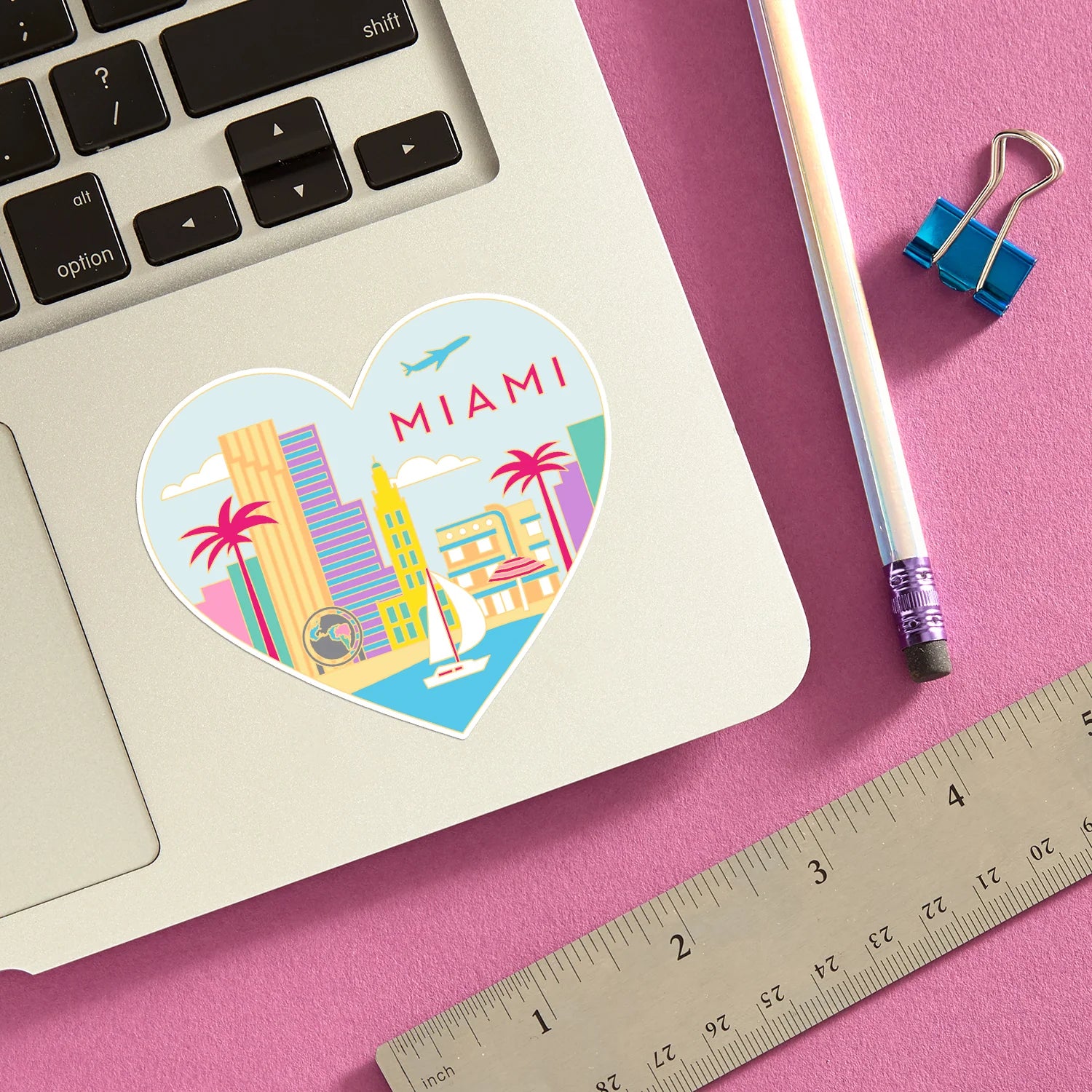 Die Cut Sticker - Miami Skyline Heart