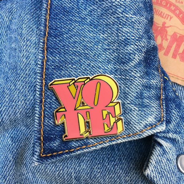 Pin - VOTE (Pink & Yellow)