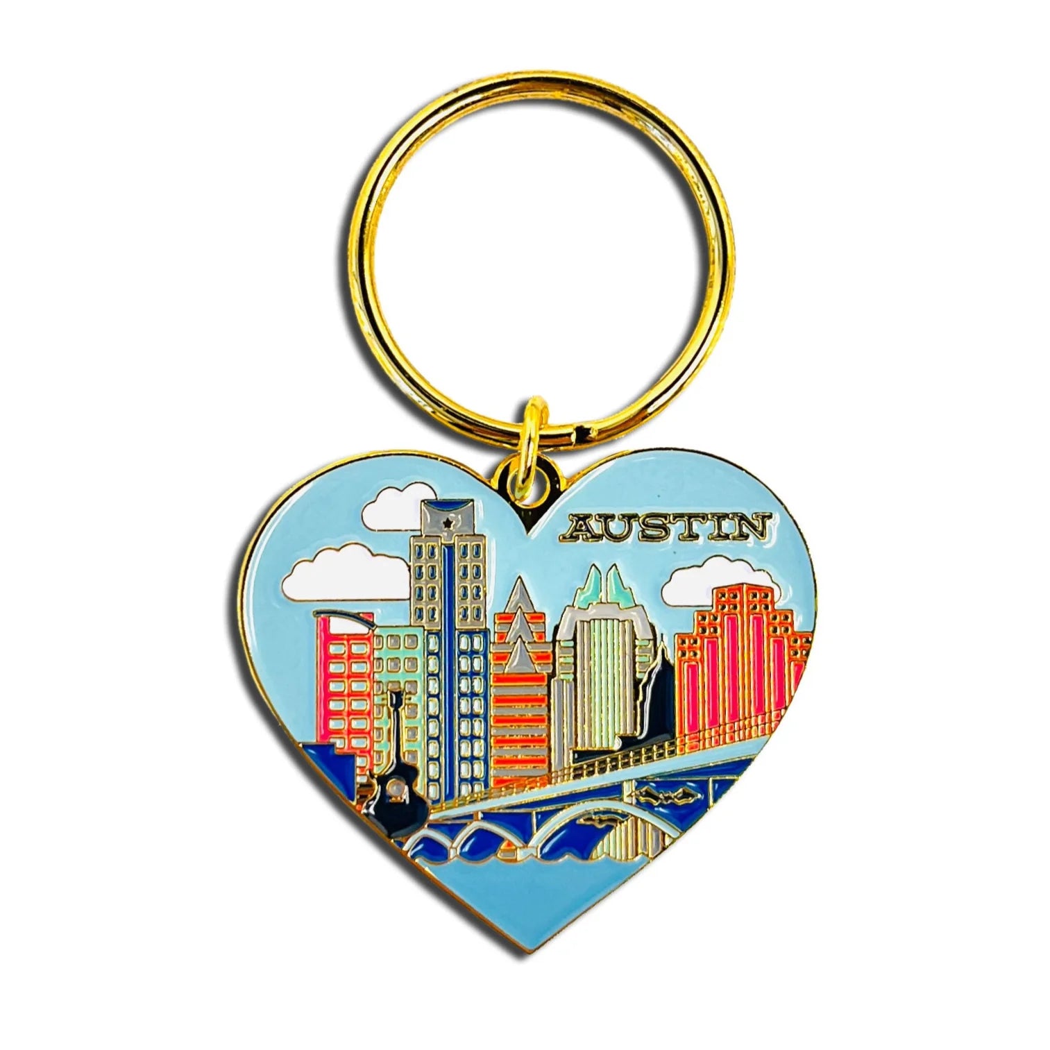 Keychain - Austin Texas Skyline Heart