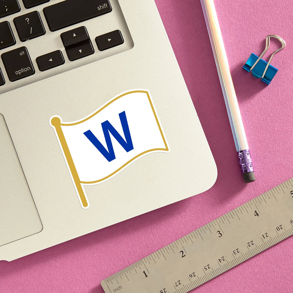 Die Cut Sticker - Chicago Cubs Win W Flag